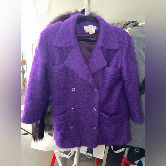 Vintage Jackets & Blazers - Vintage Carlisle mohair purple over coat size 4